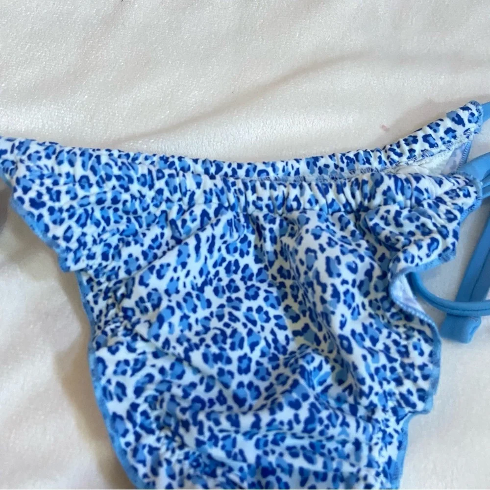 New! Frankie's Bikinis x PINK Blue Reign Thong Bikini Bottom M 1534